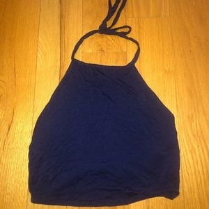 Dark Blue Halter Top with Open Back